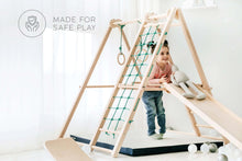 Load image into Gallery viewer, EZPlayToys Plush Play Mat child playing in jungle gym combination with playmat safely, smiling