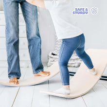 Load image into Gallery viewer, EZPlayToys Wobble Board showing parent and child enjoying wobble board