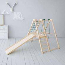 Load image into Gallery viewer, EZPlayToys Panda Playground Toddler Jungle Gym in natural wood finish