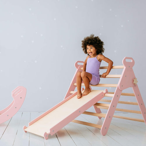 Pikler Climbing Set: Foldable Triangle + Arch + Slide Board