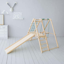 Load image into Gallery viewer, EZPlayToys Panda Playground Toddler Jungle Gym in natural wood finish
