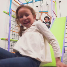 Load and play video in Gallery viewer, EZPlayToys Koala Adventure Kids Wooden Playset video showing young children happily playing on the slide and rope ladder
