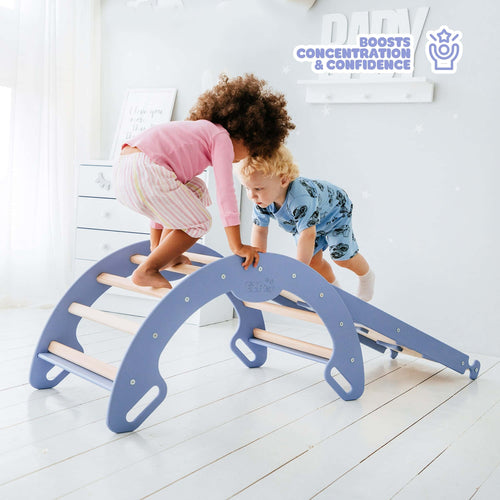 Pikler Climbing Set: Foldable Triangle + Arch + Slide Board